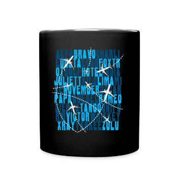 Pilot Aviation Alphabet Air Traffic Controller Airplane - Full Colour Mug - black - Front