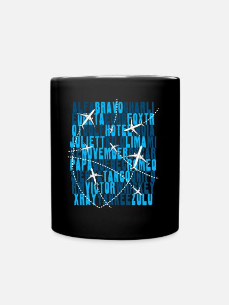Pilot Luftfahrt Alphabet Fluglotse Flugzeug - Tasse einfarbig - Schwarz