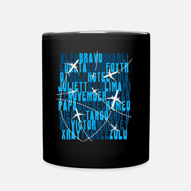 Pilot Luftfahrt Alphabet Fluglotse Flugzeug - Tasse einfarbig - Schwarz
