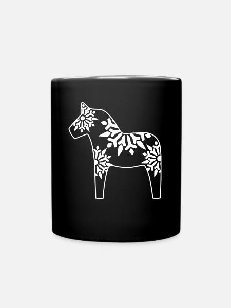 Dalahorse Iceflowers | Holzpferd Schwedisch - Tasse einfarbig - Schwarz