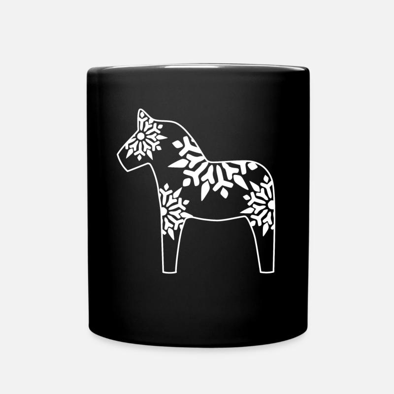 Dalahorse Iceflowers | Holzpferd Schwedisch - Tasse einfarbig - Schwarz