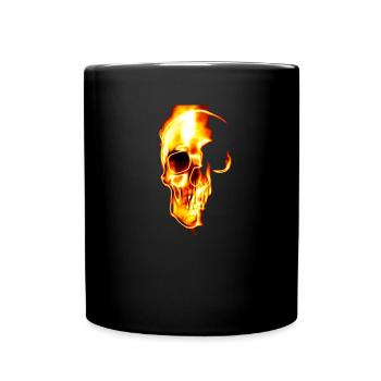 Brennendes Schädel Design cooler Totenkopf - Tasse einfarbig - Schwarz - Vorne
