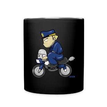 Polizist Lustig Motorrad HARIZ Polizei Jungen Witz - Tasse einfarbig - Schwarz - Vorne
