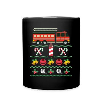 Joyeux Noël pompier cadeau de pompier de Noël - Mug uni - noir - Devant