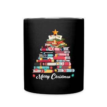 Cadeau d'amant de livre de livres d'arbre de Noël mignon de Noël - Mug uni - noir - Devant