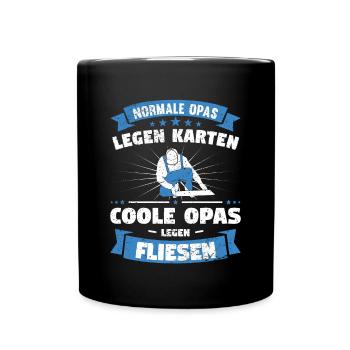 Bodenleger Fliesenleger Fliesenschneider - Tasse einfarbig - Schwarz - Vorne