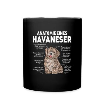 Anatomie eines Havaneser - Tasse einfarbig - Schwarz - Vorne