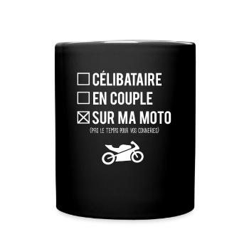Célibataire en couple sur ma moto humour motard - Mug uni - noir - Devant