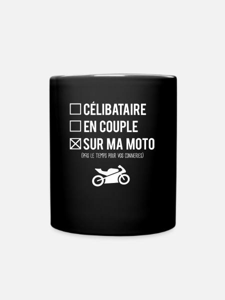 Célibataire en couple sur ma moto humour motard - Mug uni - noir