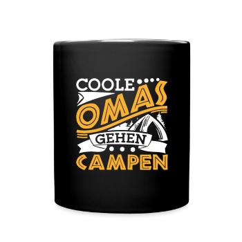 Camping Oma - Tasse einfarbig - Schwarz - Vorne