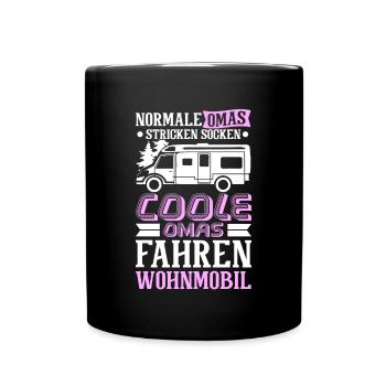 Camping Oma - Tasse einfarbig - Schwarz - Vorne