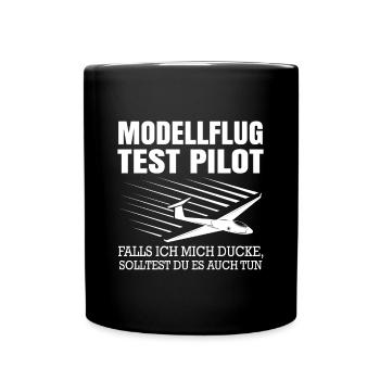 Modellflugzeug Modellfliegen Modellflieger - Tasse einfarbig - Schwarz - Vorne