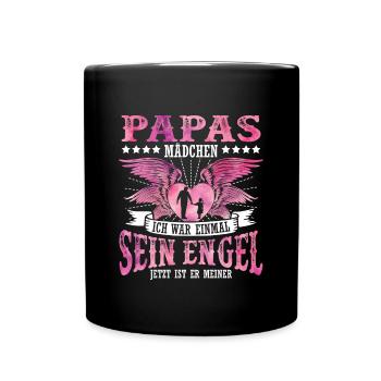 Papas Mädchen Ich War Einmal Sein Engel - Tasse einfarbig - Schwarz - Vorne