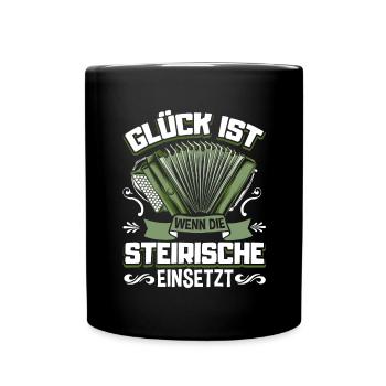 Quetschn Steirische Harmonika Volksmusik - Tasse einfarbig - Schwarz - Vorne