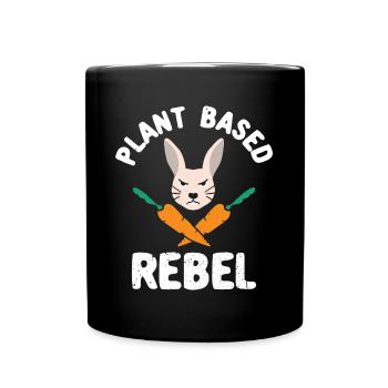Pflanzliches Rebellenkaninchen Funny Easter Vegan - Tasse einfarbig - Schwarz - Vorne