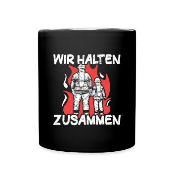 Feuerwehr Vater Sohn Partnerlook - Tasse einfarbig - Schwarz - Vorne