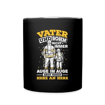 Feuerwehr Vater Sohn Partnerlook - Tasse einfarbig - Schwarz - Vorne