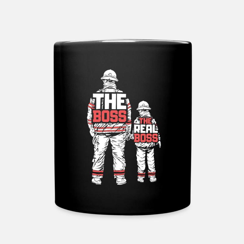 Feuerwehr Vater Sohn Partnerlook - Tasse einfarbig - Schwarz