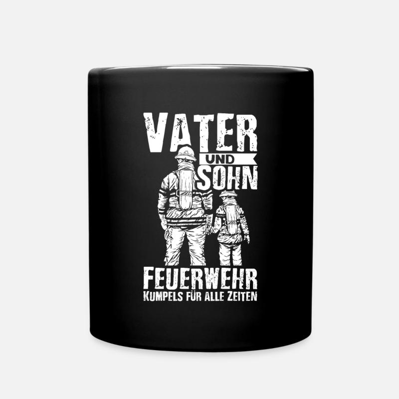Feuerwehr Vater Sohn Partnerlook - Tasse einfarbig - Schwarz