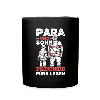 Feuerwehr Vater Sohn Partnerlook - Tasse einfarbig - Schwarz - Vorne