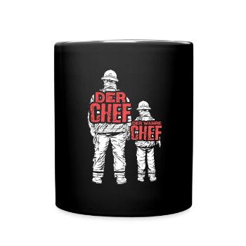 Feuerwehr Vater Sohn Partnerlook - Tasse einfarbig - Schwarz - Vorne
