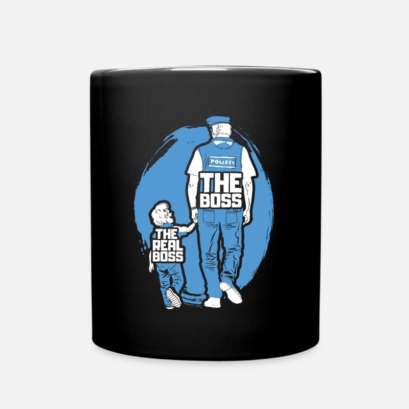 Polizei Papa Sohn Partnerlook - Tasse einfarbig - Schwarz