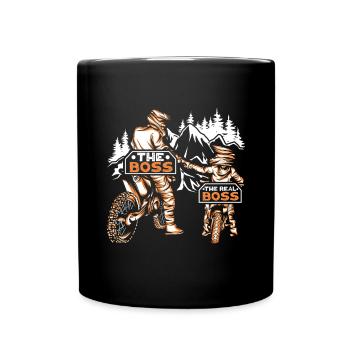 Motocross Vater Sohn Partnerlook Vatertag - Tasse einfarbig - Schwarz - Vorne