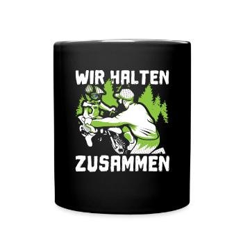 Motocross Vater Sohn Partnerlook Vatertag - Tasse einfarbig - Schwarz - Vorne
