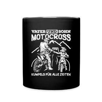 Motocross Vater Sohn Partnerlook Vatertag - Tasse einfarbig - Schwarz - Vorne
