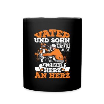 Motocross Vater Sohn Partnerlook Vatertag - Tasse einfarbig - Schwarz - Vorne