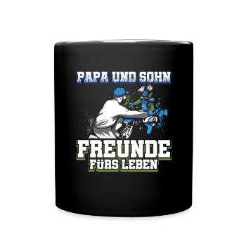 Motocross Vater Sohn Partnerlook Vatertag - Tasse einfarbig - Schwarz - Vorne
