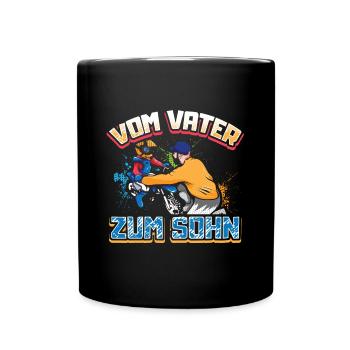 Motocross Vater Sohn Partnerlook Vatertag - Tasse einfarbig - Schwarz - Vorne