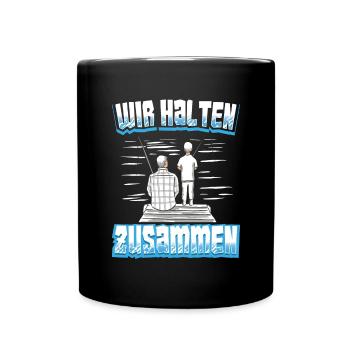 Angeln Vater Sohn Partnerlook - Tasse einfarbig - Schwarz - Vorne