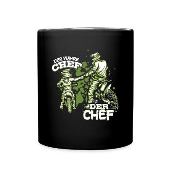 Motocross Vater Sohn Partnerlook Vatertag - Tasse einfarbig - Schwarz - Vorne