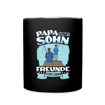 Angeln Vater Sohn Partnerlook - Tasse einfarbig - Schwarz - Vorne