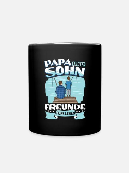 Angeln Vater Sohn Partnerlook - Tasse einfarbig - Schwarz