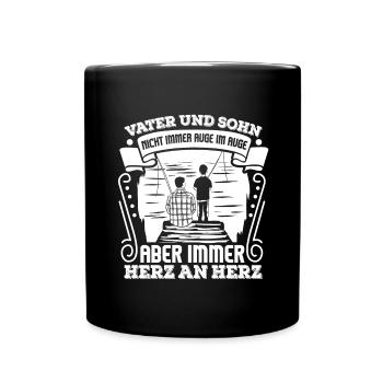 Angeln Vater Sohn Partnerlook - Tasse einfarbig - Schwarz - Vorne
