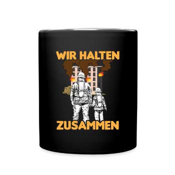 Feuerwehr Vater Sohn Partnerlook - Tasse einfarbig - Schwarz - Vorne