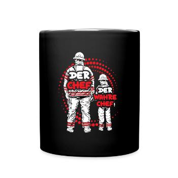 Feuerwehr Vater Sohn Partnerlook - Tasse einfarbig - Schwarz - Vorne