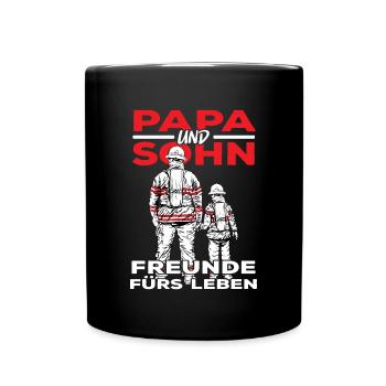 Feuerwehr Vater Sohn Partnerlook - Tasse einfarbig - Schwarz - Vorne