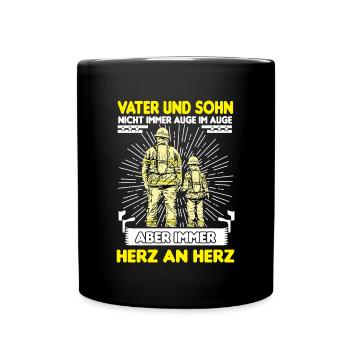 Feuerwehr Vater Sohn Partnerlook - Tasse einfarbig - Schwarz - Vorne