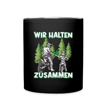 Motocross Vater Sohn Partnerlook Vatertag - Tasse einfarbig - Schwarz - Vorne