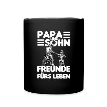 Motocross Vater Sohn Partnerlook Vatertag - Tasse einfarbig - Schwarz - Vorne