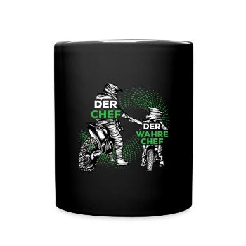Motocross Vater Sohn Partnerlook Vatertag - Tasse einfarbig - Schwarz - Vorne