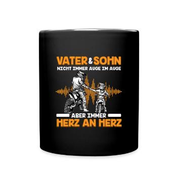 Motocross Vater Sohn Partnerlook Vatertag - Tasse einfarbig - Schwarz - Vorne