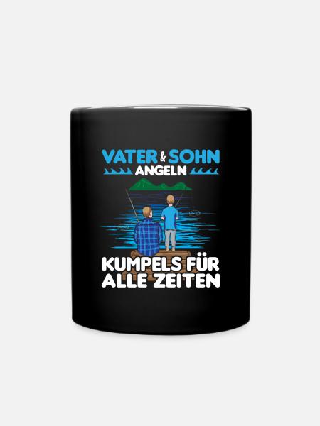 Angeln Vater Sohn Partnerlook - Tasse einfarbig - Schwarz