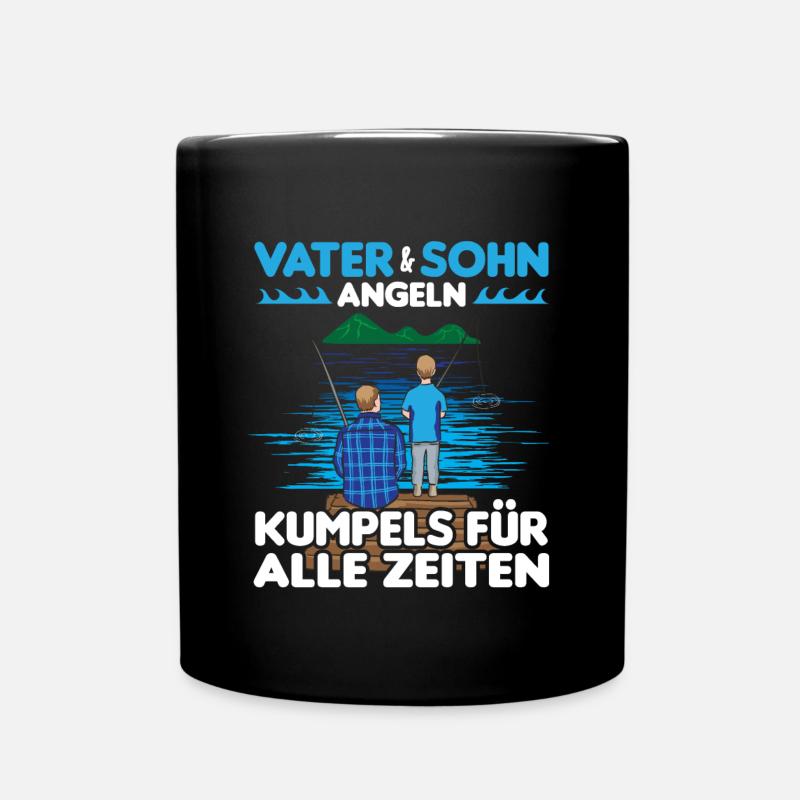Angeln Vater Sohn Partnerlook - Tasse einfarbig - Schwarz