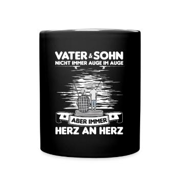 Angeln Vater Sohn Partnerlook - Tasse einfarbig - Schwarz - Vorne