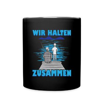 Angeln Vater Sohn Partnerlook - Tasse einfarbig - Schwarz - Vorne