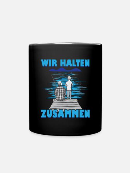 Angeln Vater Sohn Partnerlook - Tasse einfarbig - Schwarz